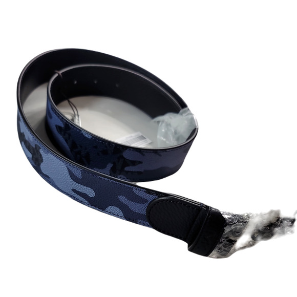 Michael Kors Three-Tone Camouflage‎ Logo Belt Mens 32 Admiral Blue $78 - Picture 1 of 7